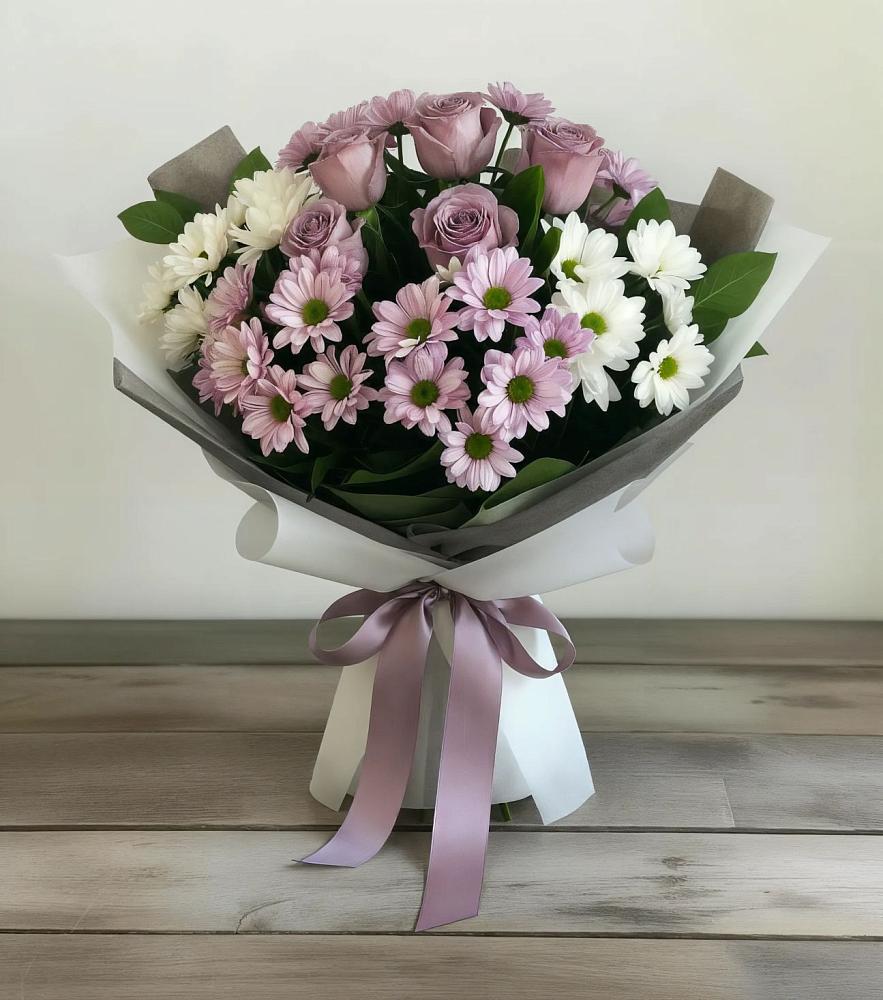 Букет цветов из: Хризантемы и Розы в Кизляре Республики Дагестан