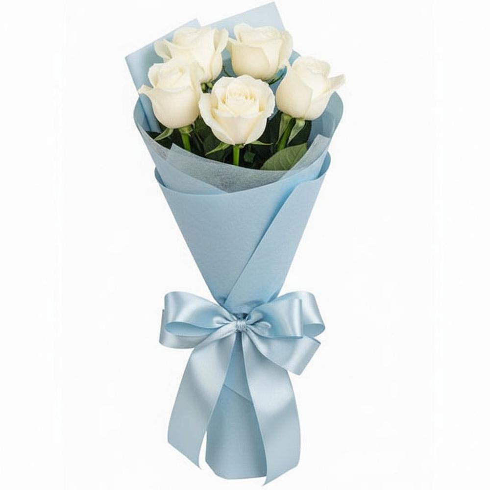 Букет 5 Белых роз Проуд в Кизляре Республики Дагестан