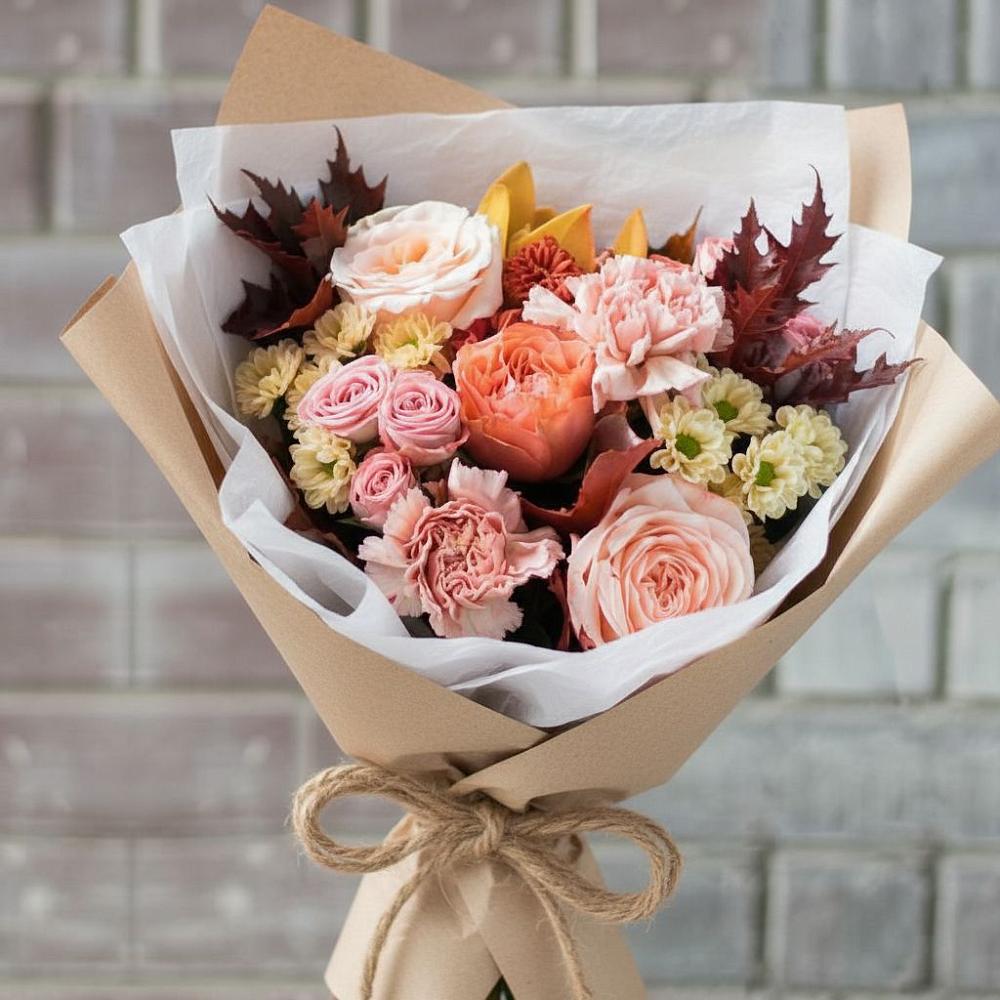 Букет цветов из: Гвоздики, Хризантемы и Розы в Кизляре Республики Дагестан