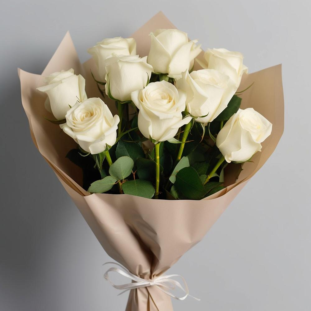 Букет 9 Белых роз Эдлесс Лав в Кизляре Республики Дагестан