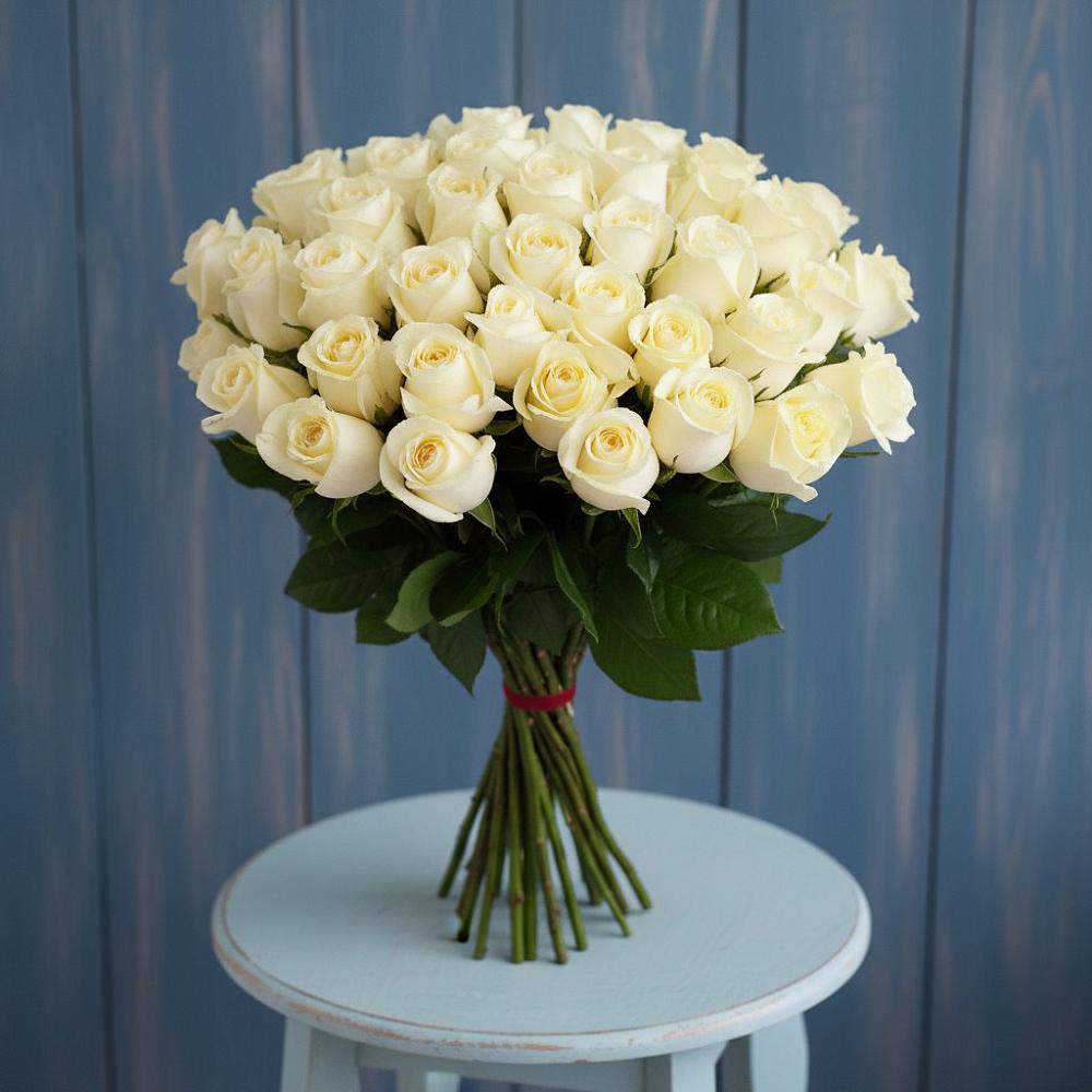 Букет 51 Белая роза Эдлесс Лав в Кизляре Республики Дагестан