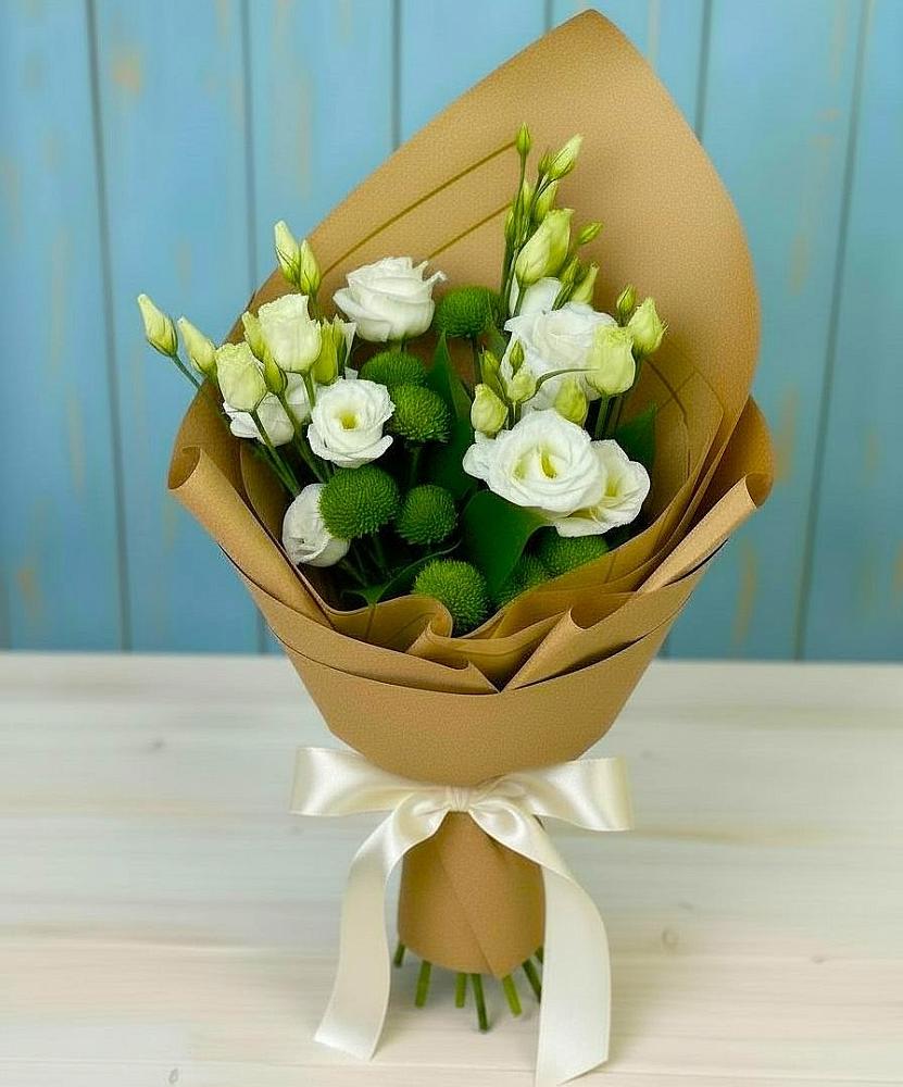 Букет цветов из: Хризантемы и Лизиантусы в Кизляре Республики Дагестан