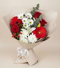 Букет цветов из:  Розы, Хризантемы, Герберы и Лилии в Кизляре Республики Дагестан
