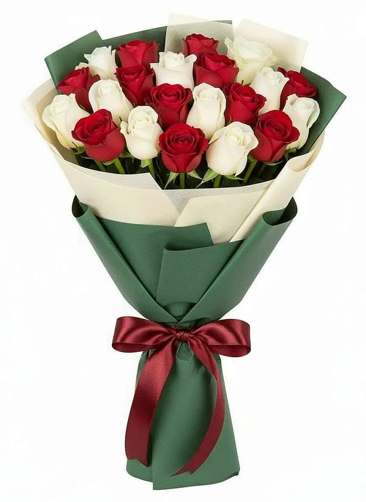 Букет Микс из красных и белых роз в Кизляре Республики Дагестан