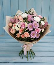 Букет цветов из:  Хризантемы, Розы и Альстромерии в Кизляре Республики Дагестан