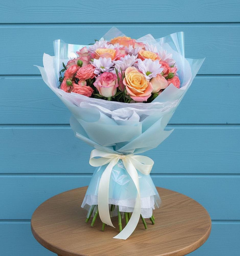 Букет цветов из: Хризантемы и Розы в Кизляре Республики Дагестан