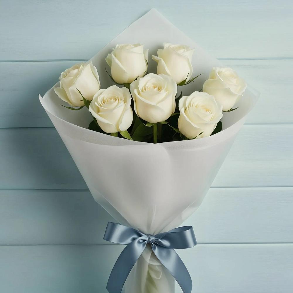 Букет 7 Белых роз Эдлесс Лав в Кизляре Республики Дагестан