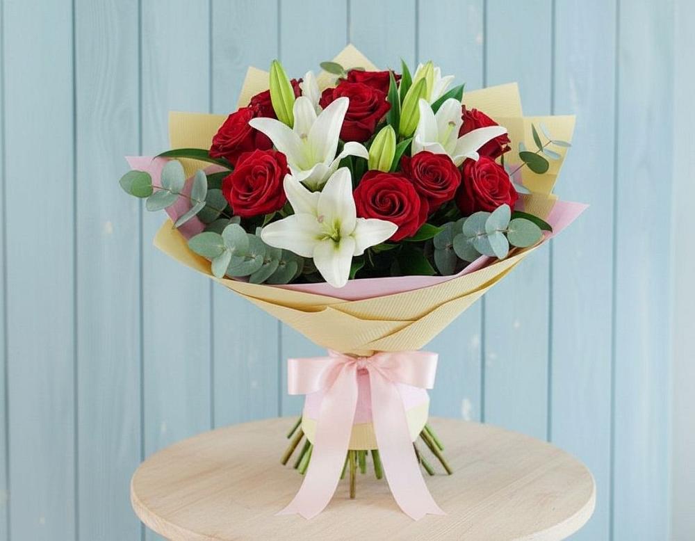 Букет цветов из: Лилии и Розы в Кизляре Республики Дагестан